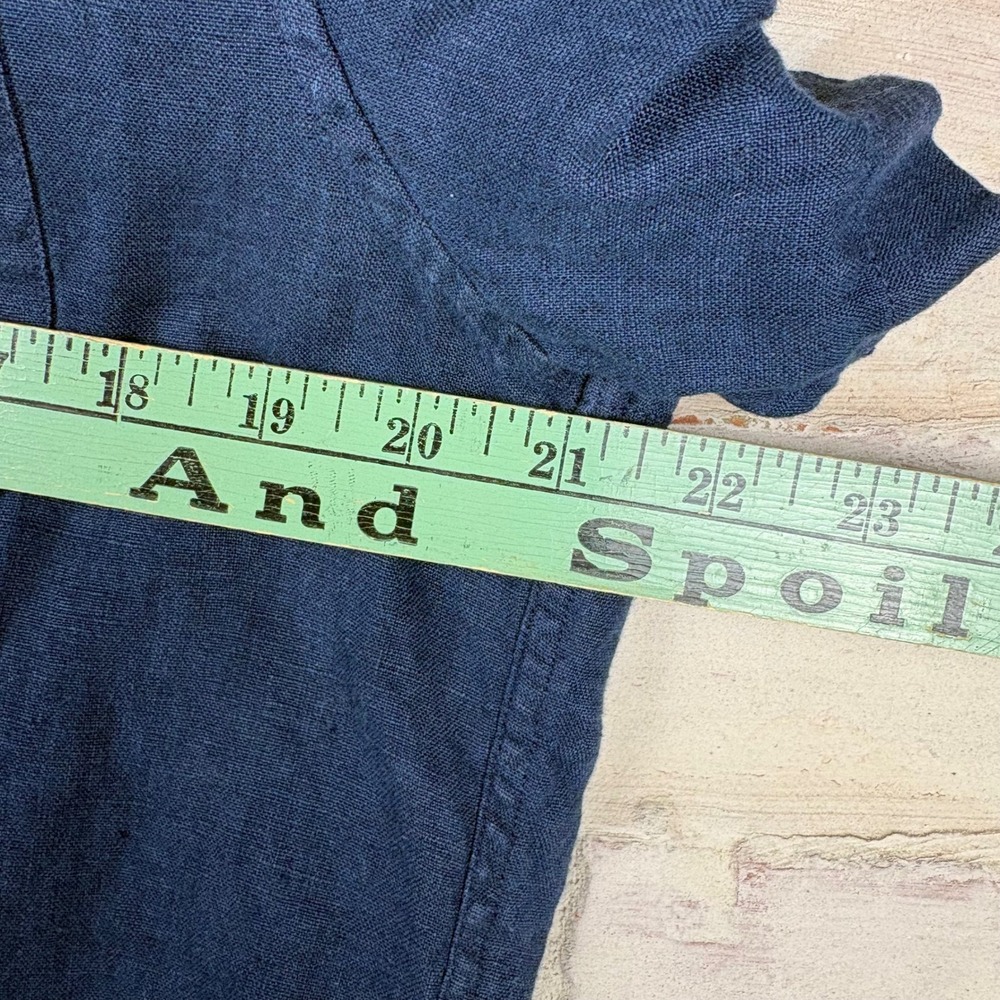 J.Crew Irish Linen Short Sleeve Button Down Shirt Navy Classic Fit Men M - Picture 7 of 10